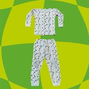 Kids Music and Guitar Pajamas Set - Gray with Fun Prints Size 4T / 4 Years